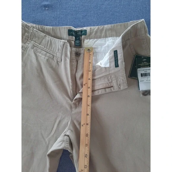 Lauren Ralph Lauren Biltmore Chino Pants Cream Cotton Khaki Wide Leg 12 NEW SEE - Picture 5 of 10